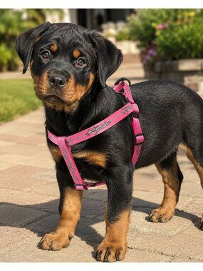 Harley-Davidson Pink Adjustable Dog Harness With Metal Ring & Quick-Release Buck